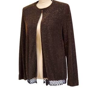 Dressbarn Cardigan Black w/Gold, Bronze Sequence Small